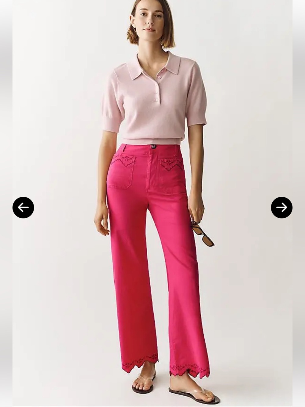 Maeve Colette Lace Trim High-Rise Wide-Leg Full-Length Pants